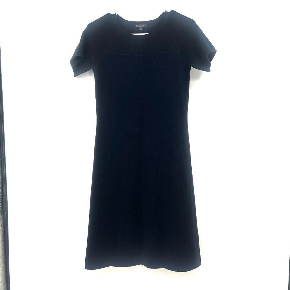 Brooks Brothers 100% Merino Wool Navy Blue Short Sleeve Dress Women's Small